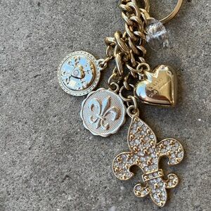 Kathy Van Zeeland Gold tone Heart Charms Purse Charm Bag Luggage